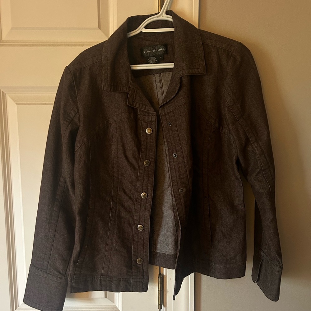 Live a Little Brown Jean Jacket Classic Denim Style
